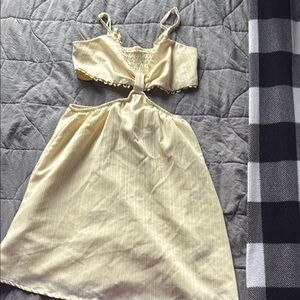 Summer Yellow Striped dress with cutouts